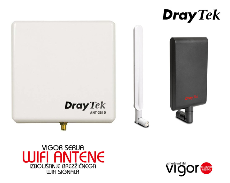 Draytek | Brezžične Wi-Fi antene - 7dBi, 8dBi in 10 dBi notranje in zunanje antene