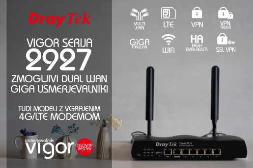 Draytek Vigor serija 2927 - visoko zmogljivi Giga dualWAN VPN usmerjevalniki