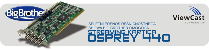 Spletni prenos resničnostnega showa Big Brother s pomočjo kartic Osprey 440